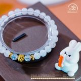  Vòng Tay Đá Mặt Trăng 6mm 3A & Xà Cừ 6mm 5A Phối Charm Hoa Mai 