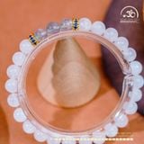  Vòng Tay Đá Mặt Trăng 6mm 3A & Xà Cừ 6mm 5A Phối Charm Charm Vảy Rồng Đá Xanh 