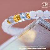  Vòng Tay Đá Mặt Trăng 6mm 3A & Xà Cừ 6mm 5A Phối Charm Hoa Mai 