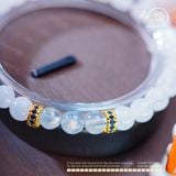  Vòng Tay Đá Mặt Trăng 6mm 3A & Xà Cừ 6mm 5A Phối Charm Charm Vảy Rồng Đá Xanh 