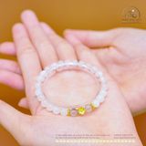  Vòng Tay Đá Mặt Trăng 6mm 3A & Xà Cừ 6mm 5A Phối Charm Hoa Mai 