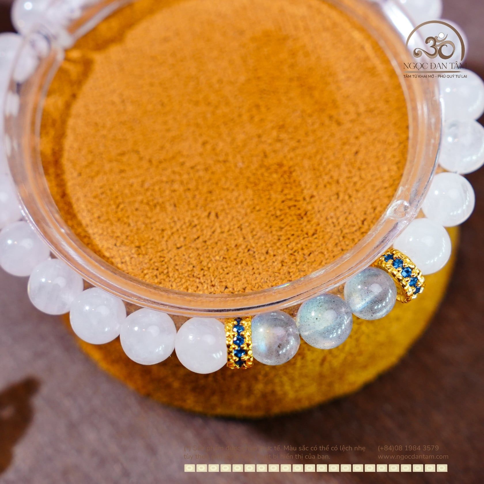  Vòng Tay Đá Mặt Trăng 6mm 3A & Xà Cừ 6mm 5A Phối Charm Charm Vảy Rồng Đá Xanh 