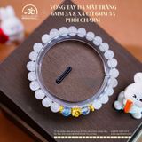  Vòng Tay Đá Mặt Trăng 6mm 3A & Xà Cừ 6mm 5A Phối Charm Hoa Mai 