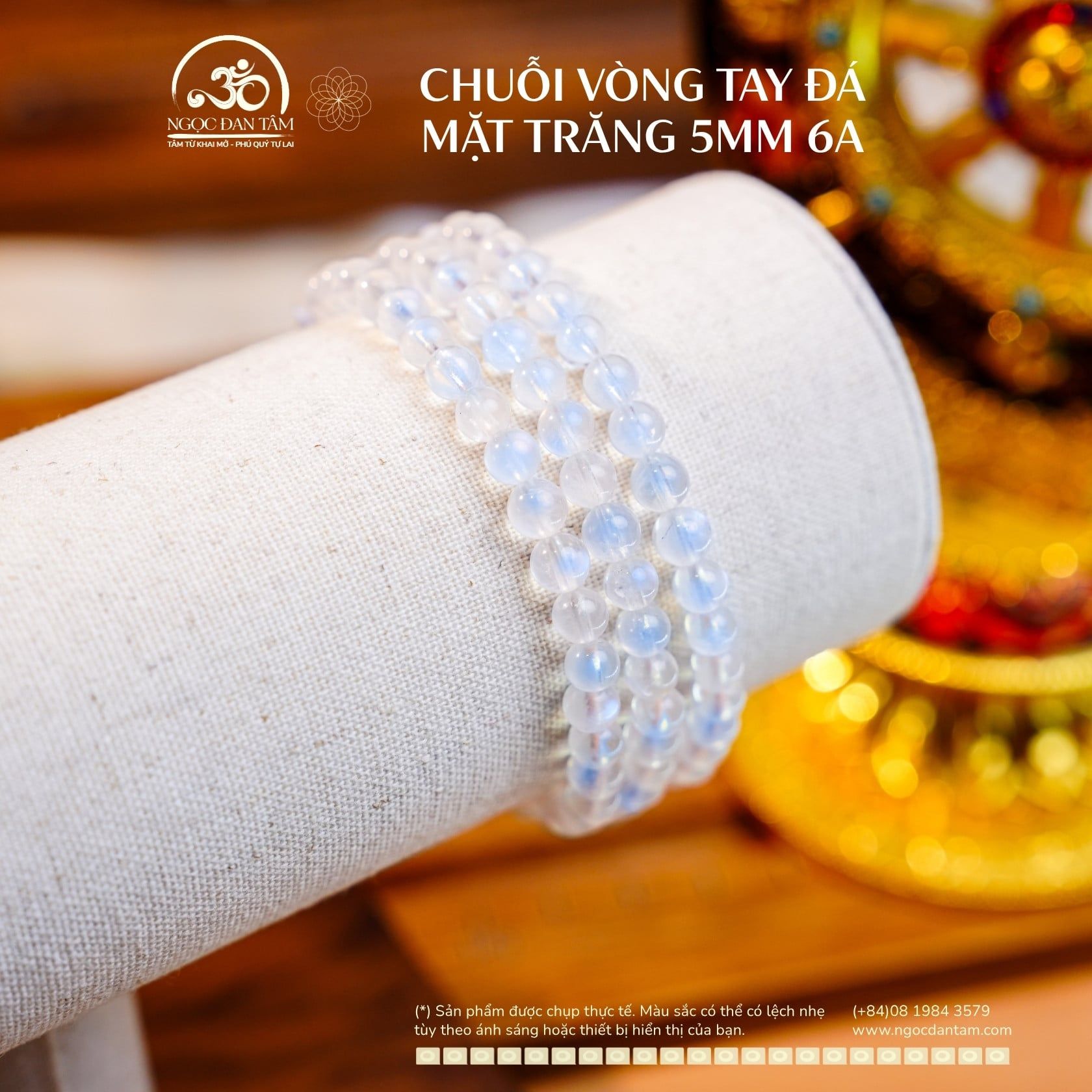  Chuỗi Vòng Tay Đá Mặt Trăng 5mm 6A 