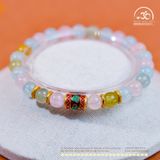  Vòng Tay Đá Morganite 6mm 3A Phối Charm Trụ Tường Vân 
