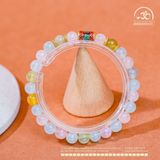  Vòng Tay Đá Morganite 6mm 3A Phối Charm Trụ Tường Vân 