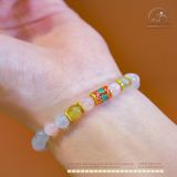  Vòng Tay Đá Morganite 6mm 3A Phối Charm Trụ Tường Vân 