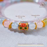  Vòng Tay Đá Morganite 6mm 3A Phối Charm Hoa Đa Sắc 