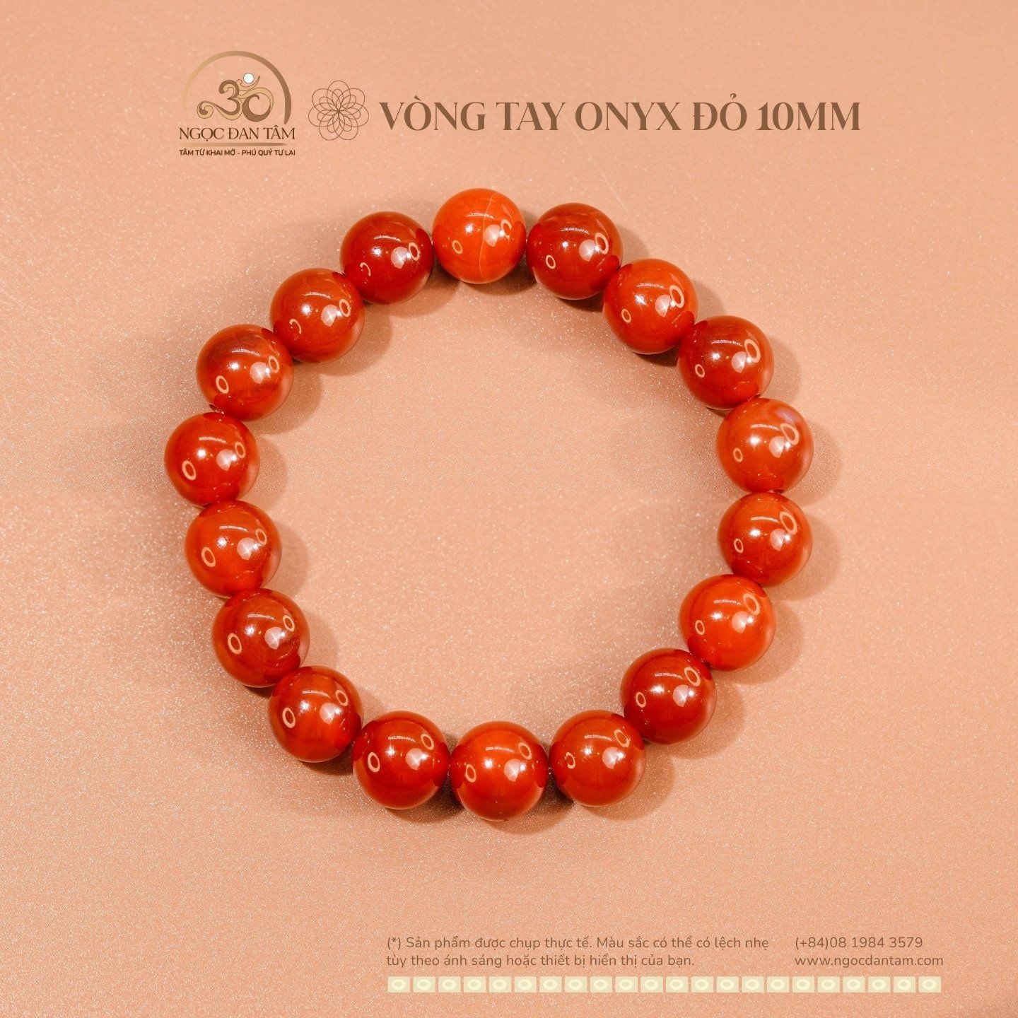  Vòng Tay Đá Onyx Đỏ 10mm 
