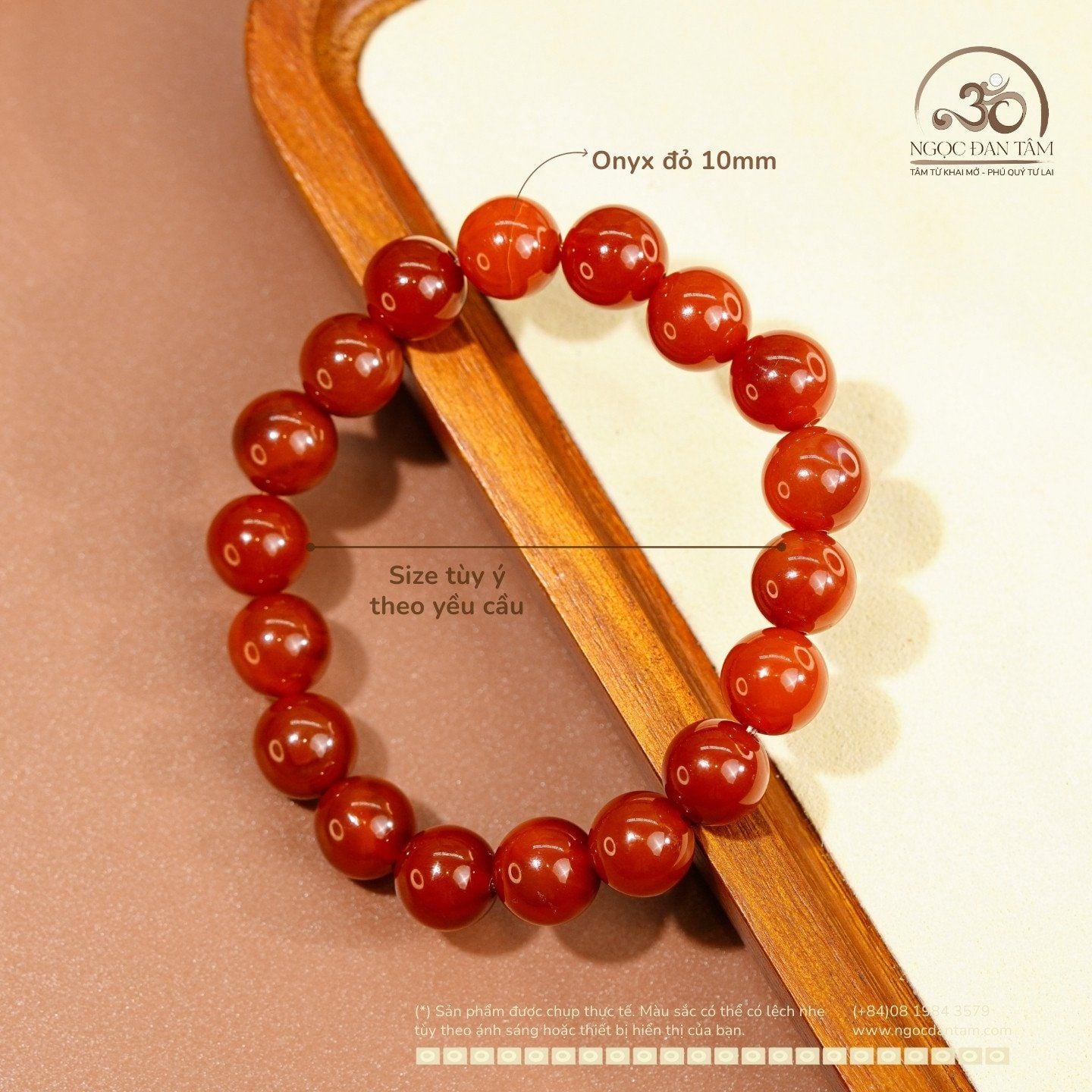  Vòng Tay Đá Onyx Đỏ 10mm 