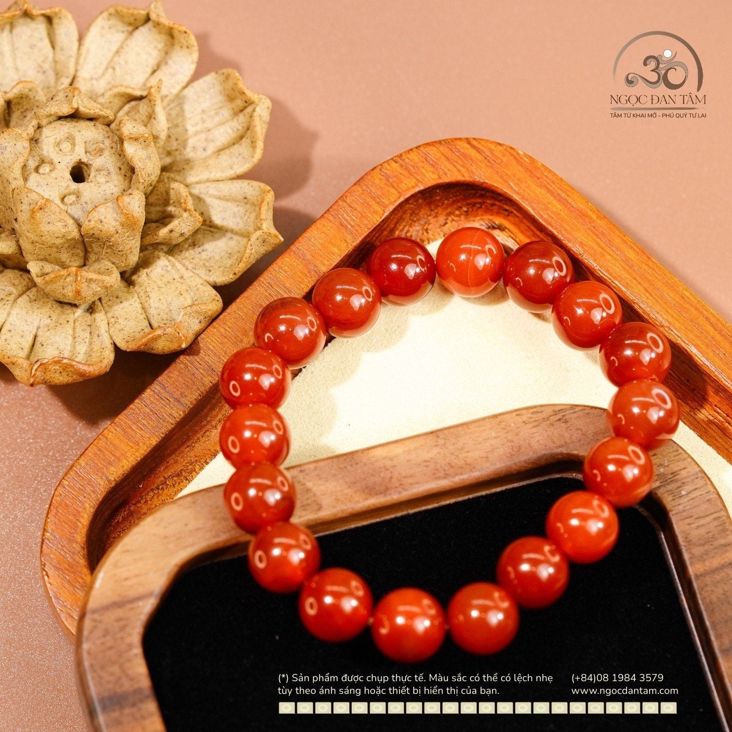  Vòng Tay Đá Onyx Đỏ 10mm 