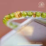  Vòng Tay Đá Peridot 6mm 5A Phối Charm Hoa Mai 