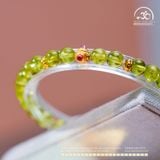  Vòng Tay Đá Peridot 6mm 5A Phối Charm Tròn Đính Đá Hồng 