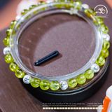  Vòng Tay Đá Peridot 6mm 5A Phối Charm Bi Bạc 