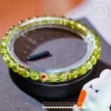  Vòng Tay Đá Peridot 6mm 5A Phối Charm Tròn Đính Đá Hồng 