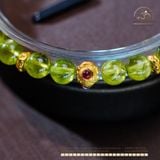  Vòng Tay Đá Peridot 6mm 5A Phối Charm Tròn Đính Đá Hồng 