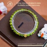  Vòng Tay Đá Peridot 6mm 5A Phối Charm Hoa Mai 