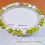  Vòng Tay Đá Peridot 6mm 5A Phối Charm Bi Bạc 