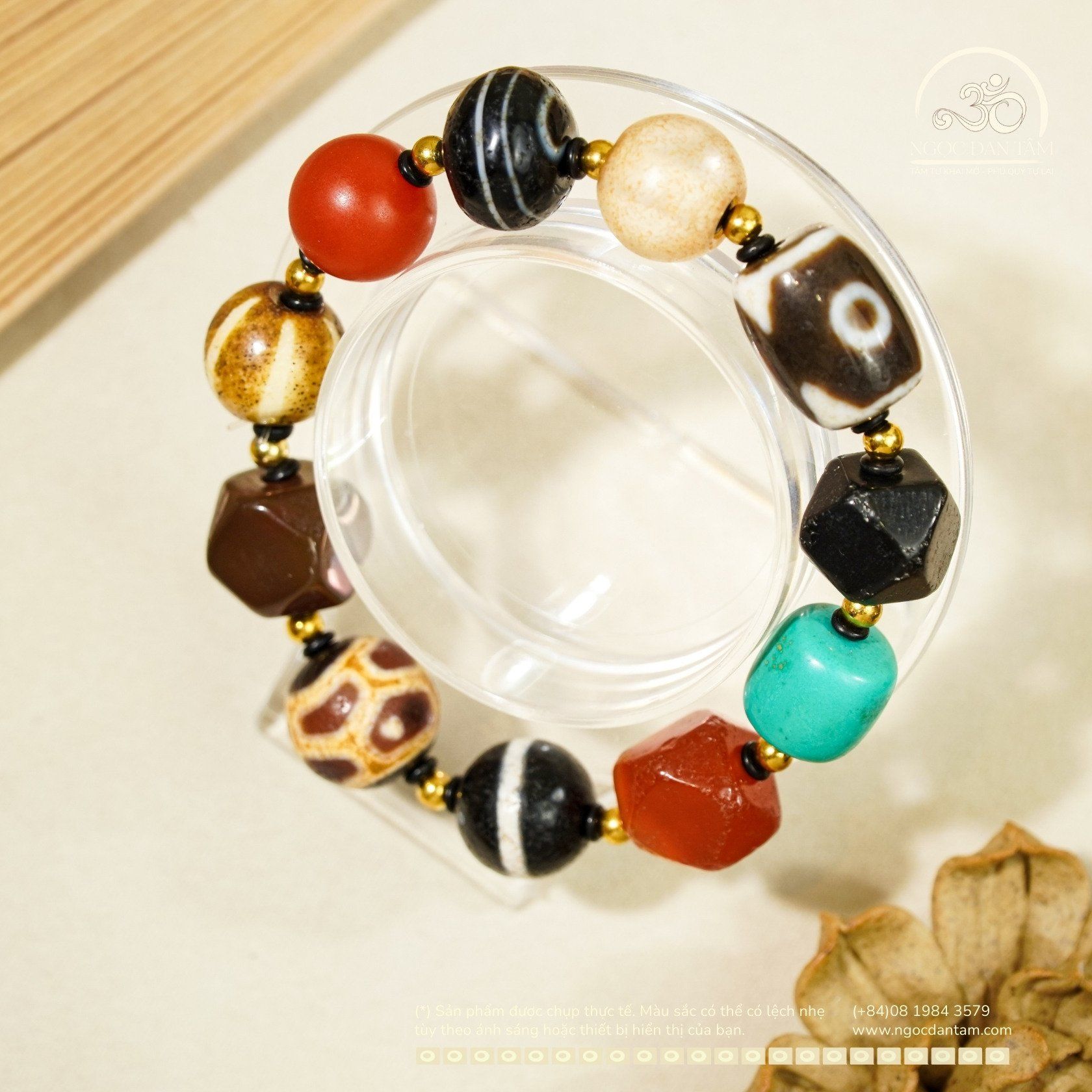  Vòng tay Dzi Phong Thủy Đa Sắc -1 