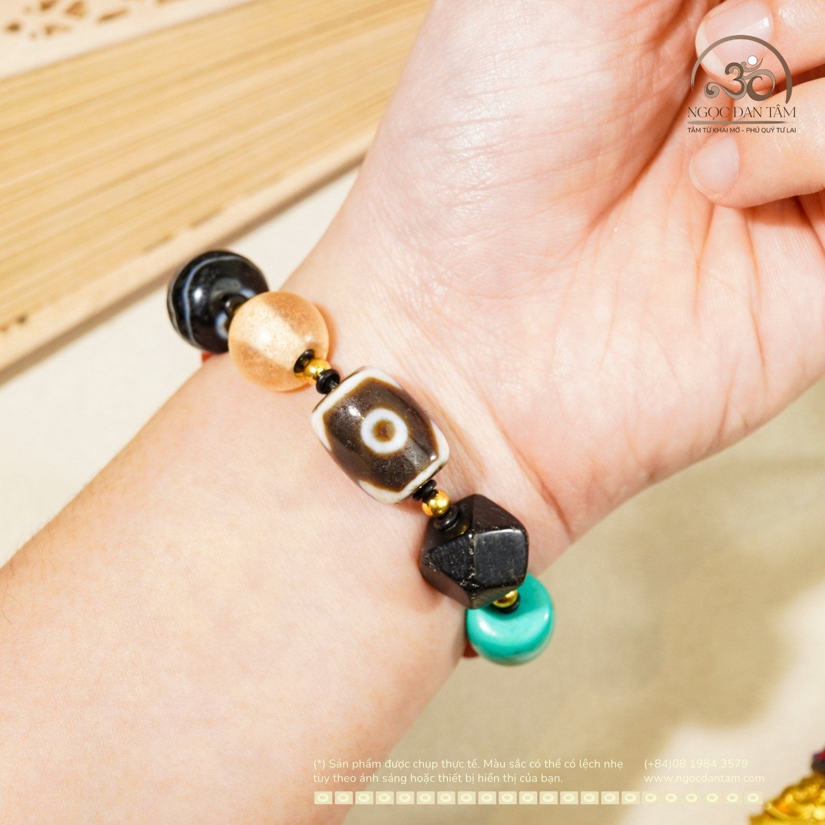  Vòng tay Dzi Phong Thủy Đa Sắc -1 