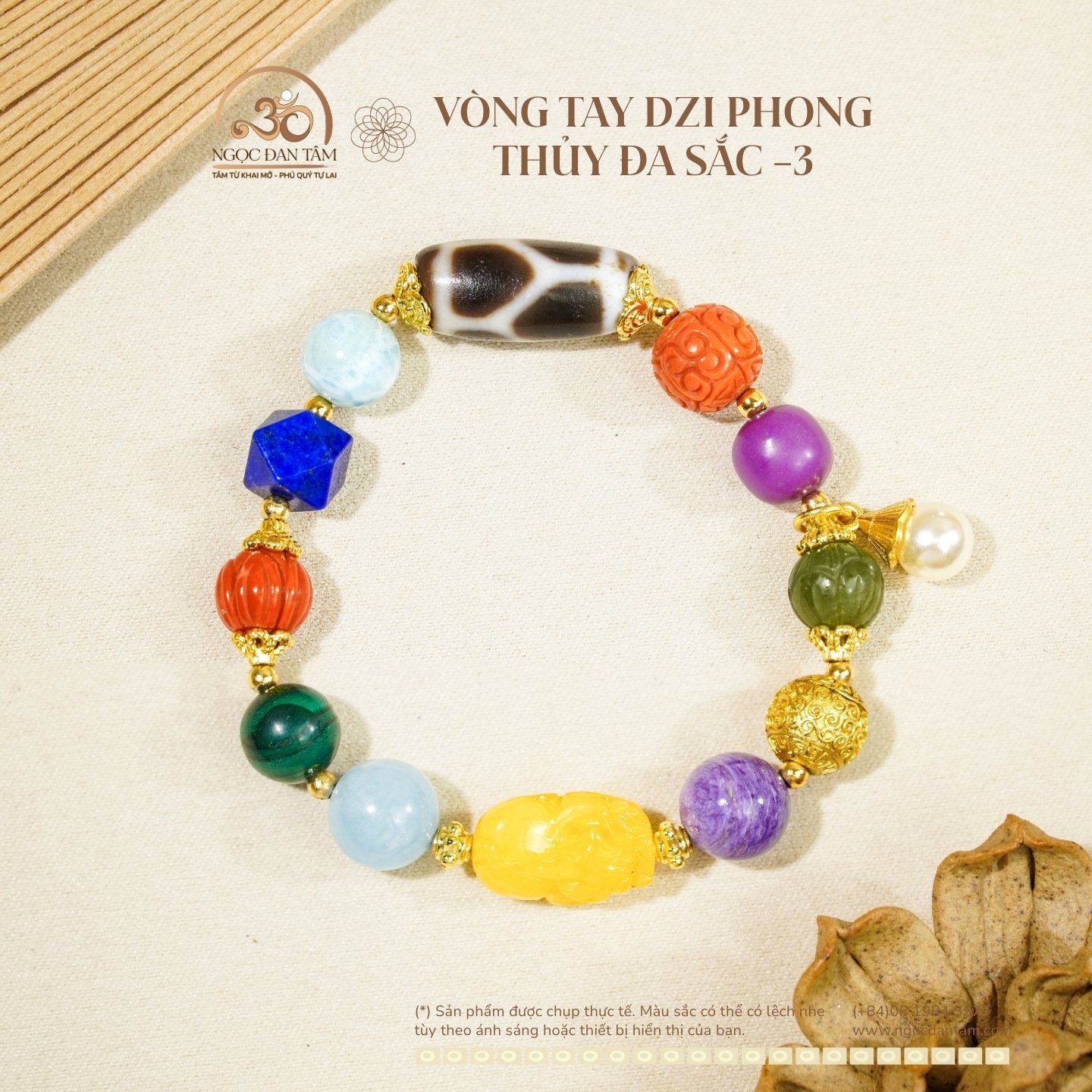  Vòng Tay Dzi Mai Rùa Phong Thủy Đa Sắc 