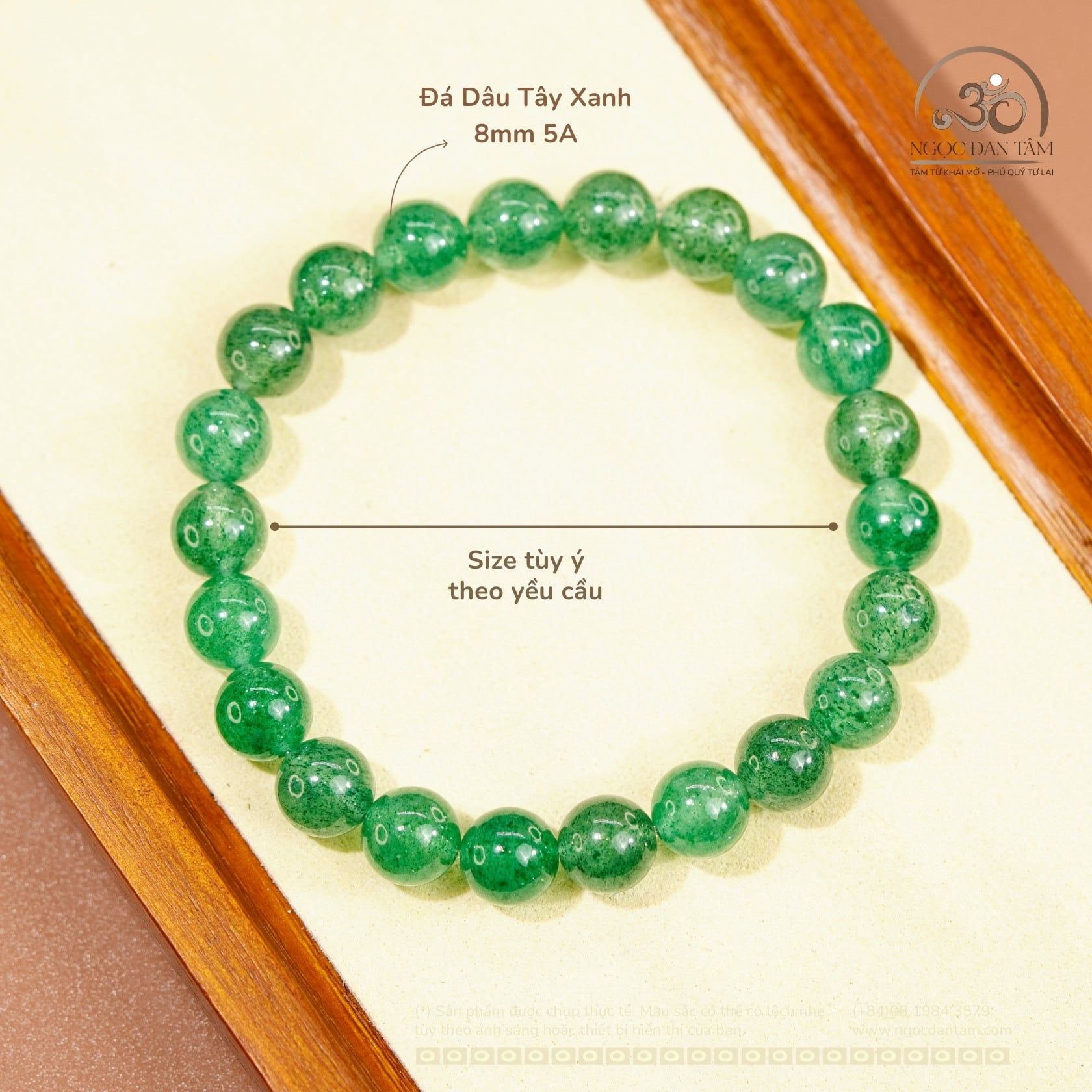  Vòng Tay Dâu Tây Xanh 8mm 5A 
