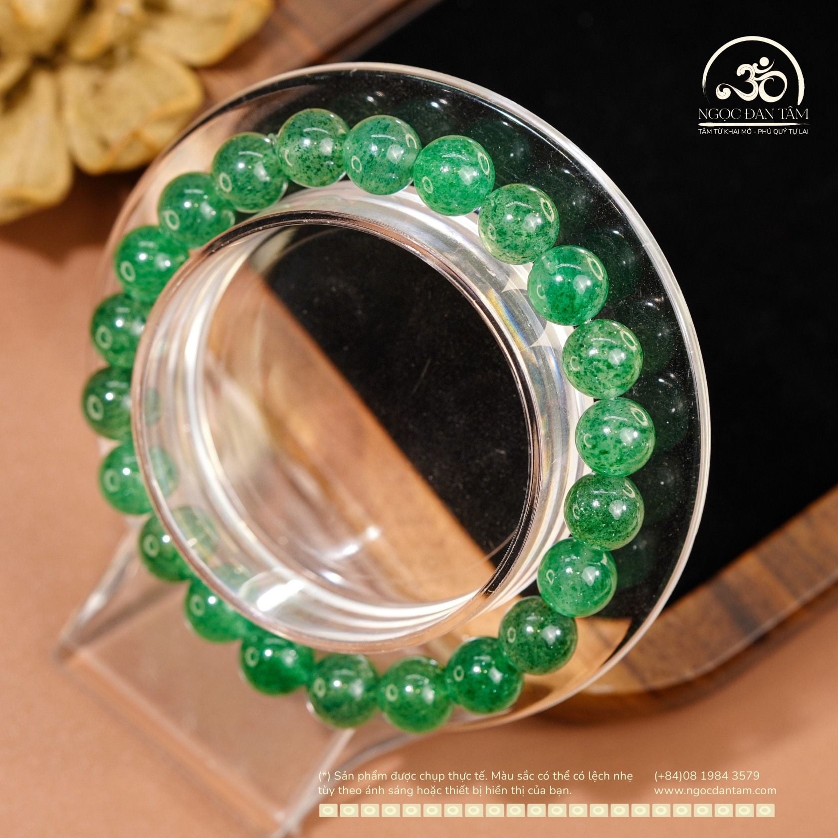  Vòng Tay Dâu Tây Xanh 8mm 5A 