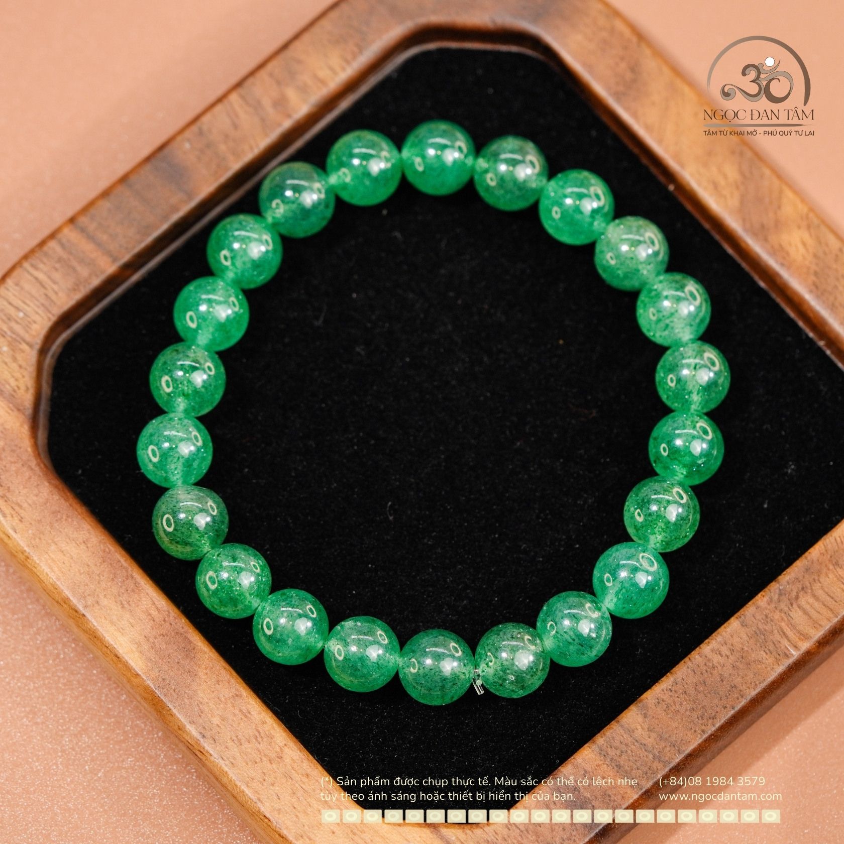  Vòng Tay Dâu Tây Xanh 8mm 5A 