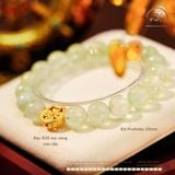  Vòng Tay Đá Prehnite 10mm 2A Phối Charm Bánh Xe Pháp Luân 