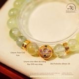  Vòng Tay Đá Prehnite 10mm 2A Phối Charm Tròn Chữ Vạn 