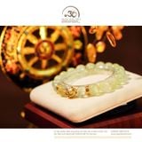  Vòng Tay Đá Prehnite 10mm 2A Phối Charm Tròn Chữ Vạn 