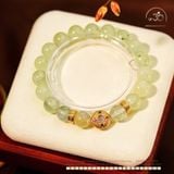  Vòng Tay Đá Prehnite 10mm 2A Phối Charm Tròn Chữ Vạn 