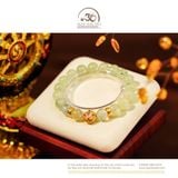  Vòng Tay Đá Prehnite 10mm 2A Phối Charm Tròn Chữ Vạn 