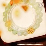  Vòng Tay Đá Prehnite 10mm 2A Phối Charm Bánh Xe Pháp Luân 