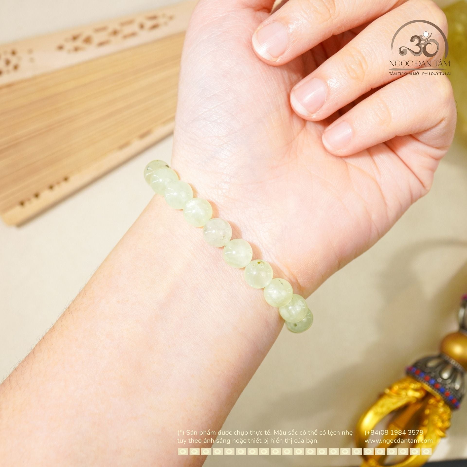  Vòng Tay Đá Prehnite 8mm 3A 