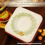  Vòng Tay Đá Prehnite 10mm 2A Phối Charm Bánh Xe Pháp Luân 
