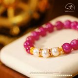  Vòng Tay Ruby Thái & Ngọc Trai 9mm Phối Charm 