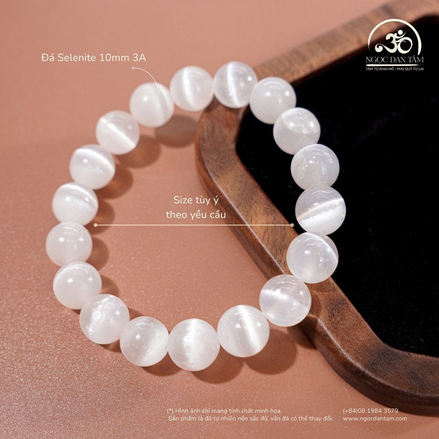  Vòng Tay Selenite 8mm - 10mm 3A 