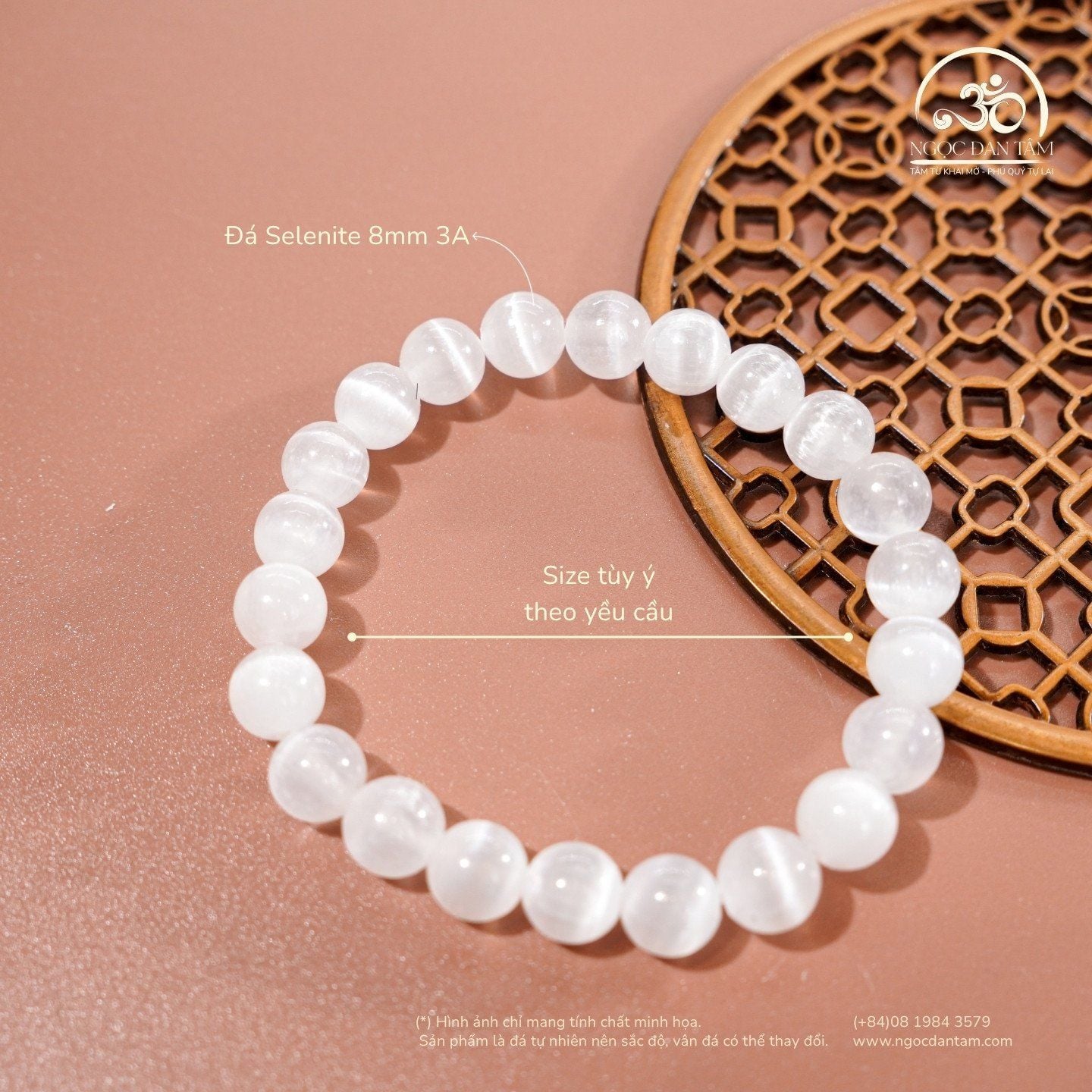  Vòng Tay Selenite 8mm - 10mm 3A 