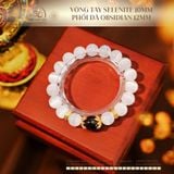  Vòng Tay Selenite 10mm 3A Phối Obsidian 12mm 2A 