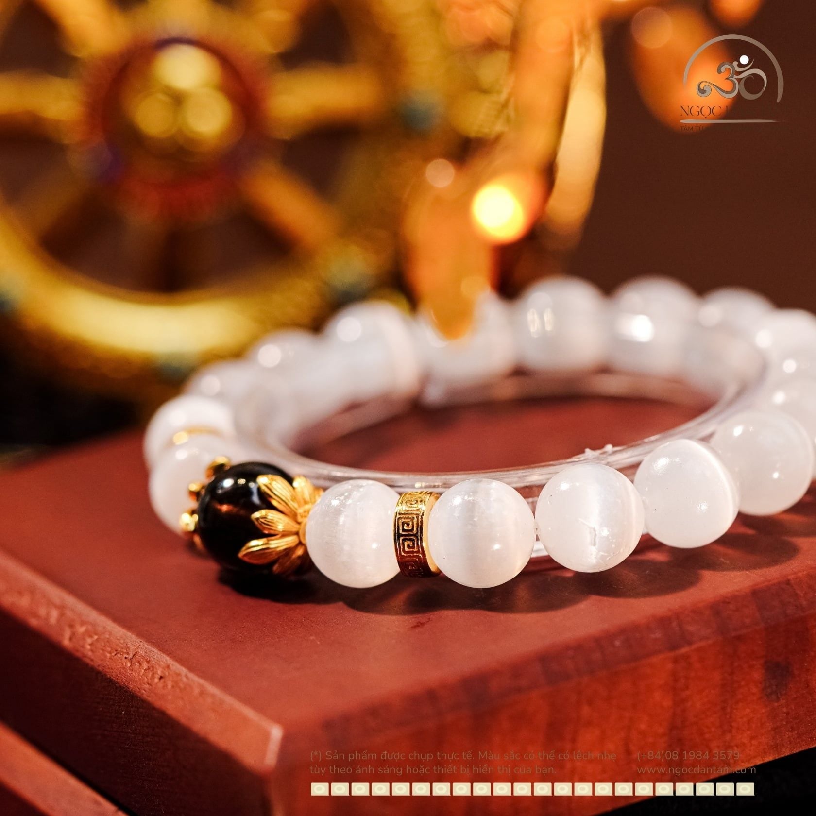  Vòng Tay Selenite 10mm 3A Phối Thạch Anh Khói 12mm 2A 