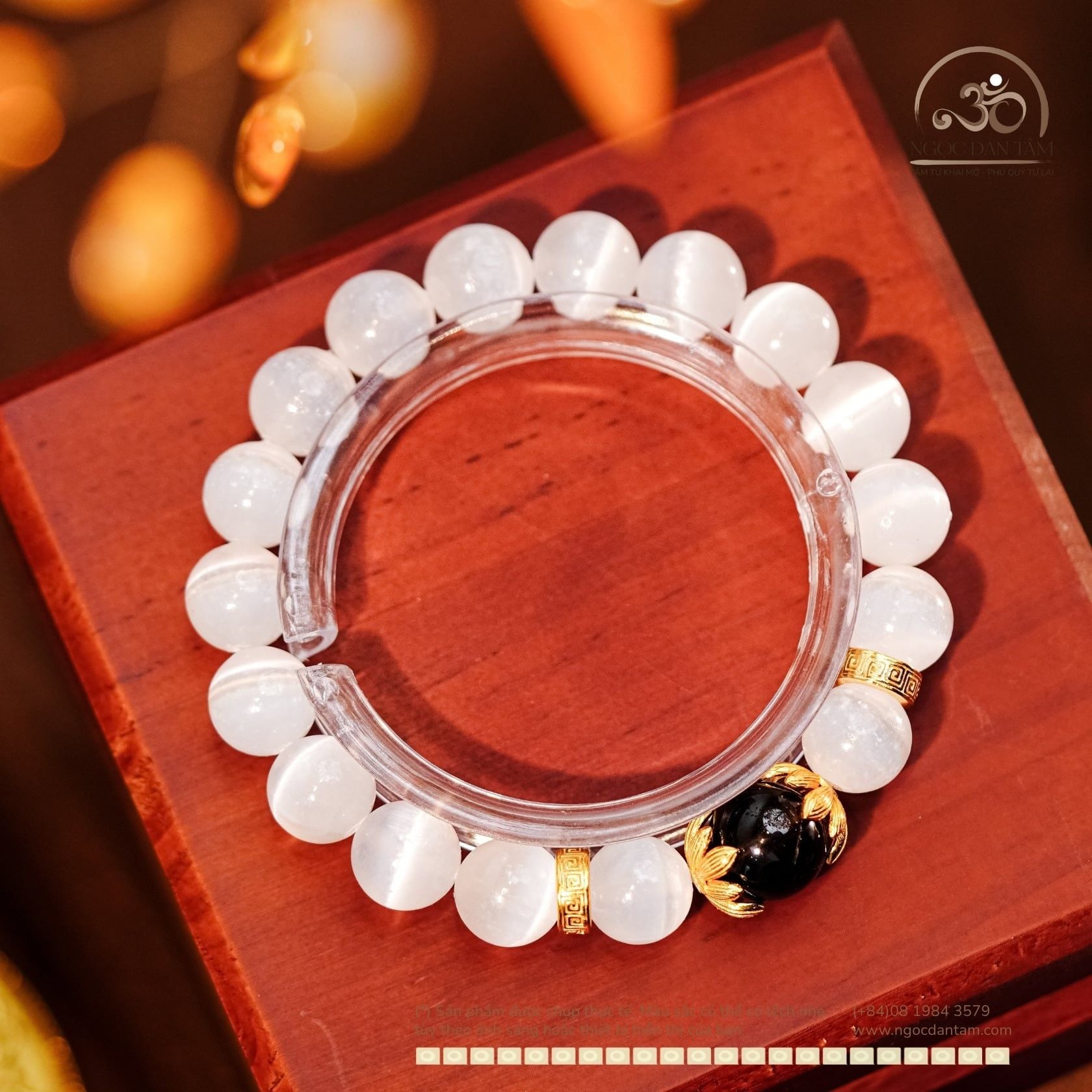  Vòng Tay Selenite 10mm 3A Phối Thạch Anh Khói 12mm 2A 