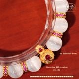  Vòng Tay Đá Selenite 8mm 2A Phối Charm Hồ Lô Đính RuBy 