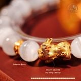  Vòng Tay Đá Selenite 10mm 2A Phối Charm Tỳ Hưu 