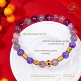  Vòng Tay Super Seven 7mm 6A Phối Charm Đính Đá 