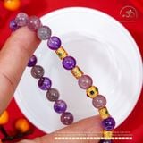  Vòng Tay Super Seven 7mm 6A Phối Charm Đính Đá 