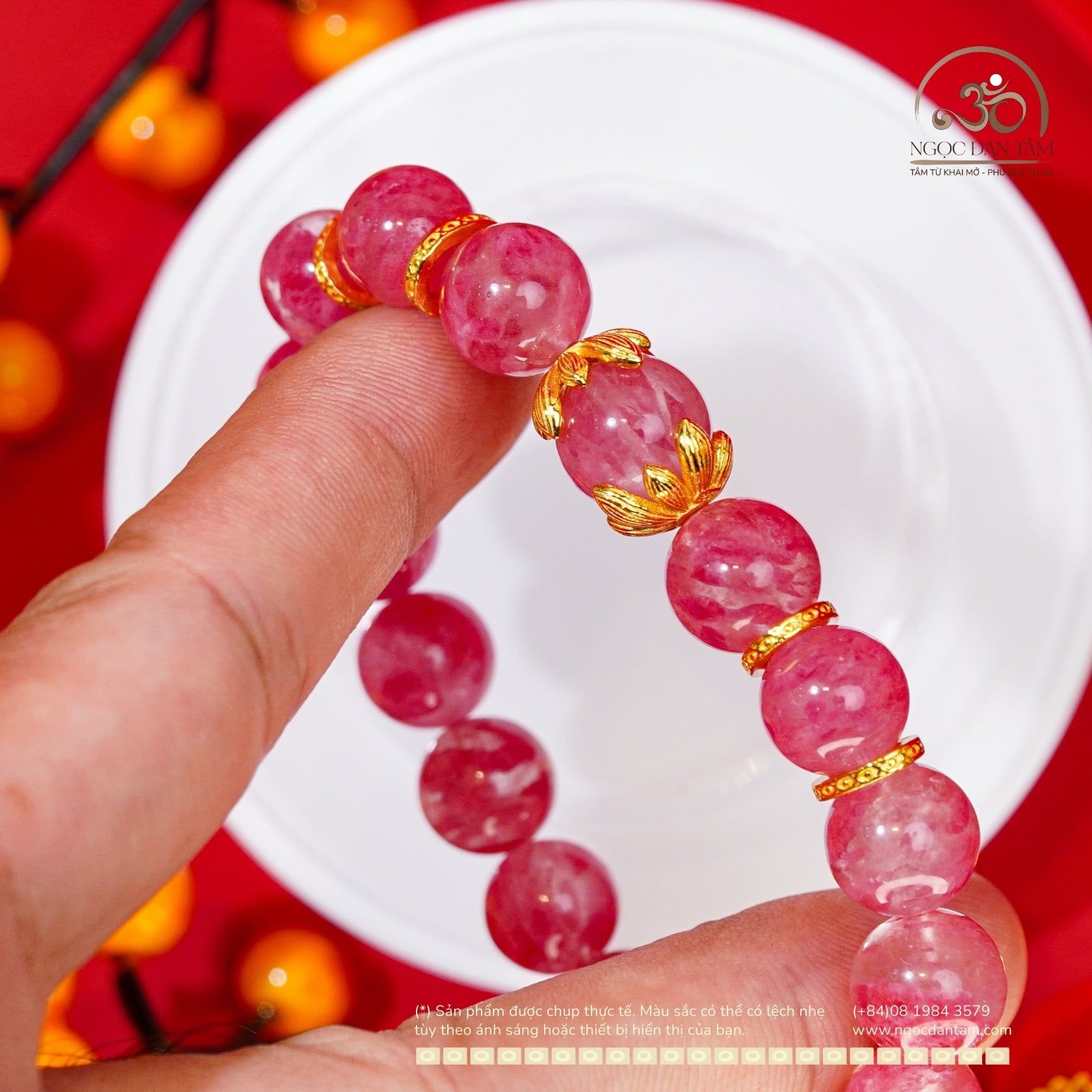  Vòng Tay Tường Vi 10-11m 5A Phối Charm Đế Ốp Hoa 