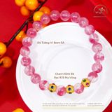  Vòng Tay Đá Tường Vi 8mm 5A Phối Charm Tròn Đính Đá 3 Màu 