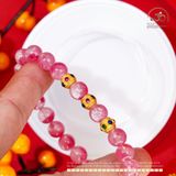  Vòng Tay Đá Tường Vi 8mm 5A Phối Charm Tròn Đính Đá 3 Màu 