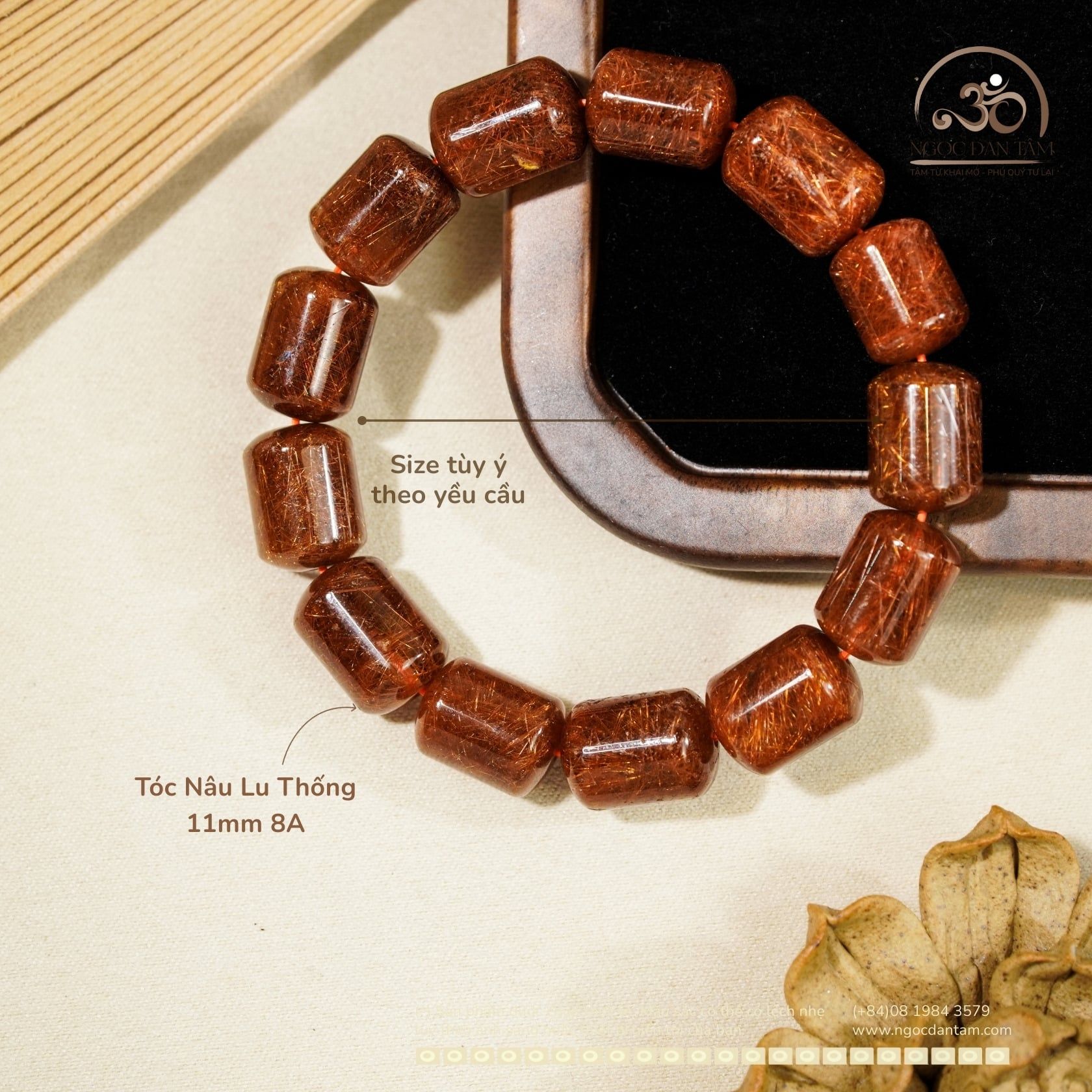  Vòng Tay Tóc Nâu Lu Thống 11mm 8A 